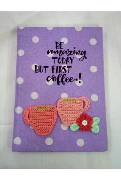 Diary with Crochet Embellished Coffee Mugs
